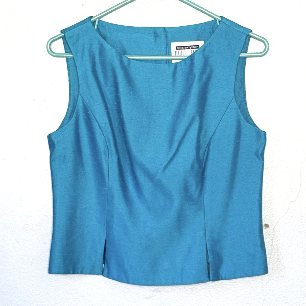 Lois Snyder Dani Max Top 8 Turquoise VINTAGE Tank Button Back Polished Shiny